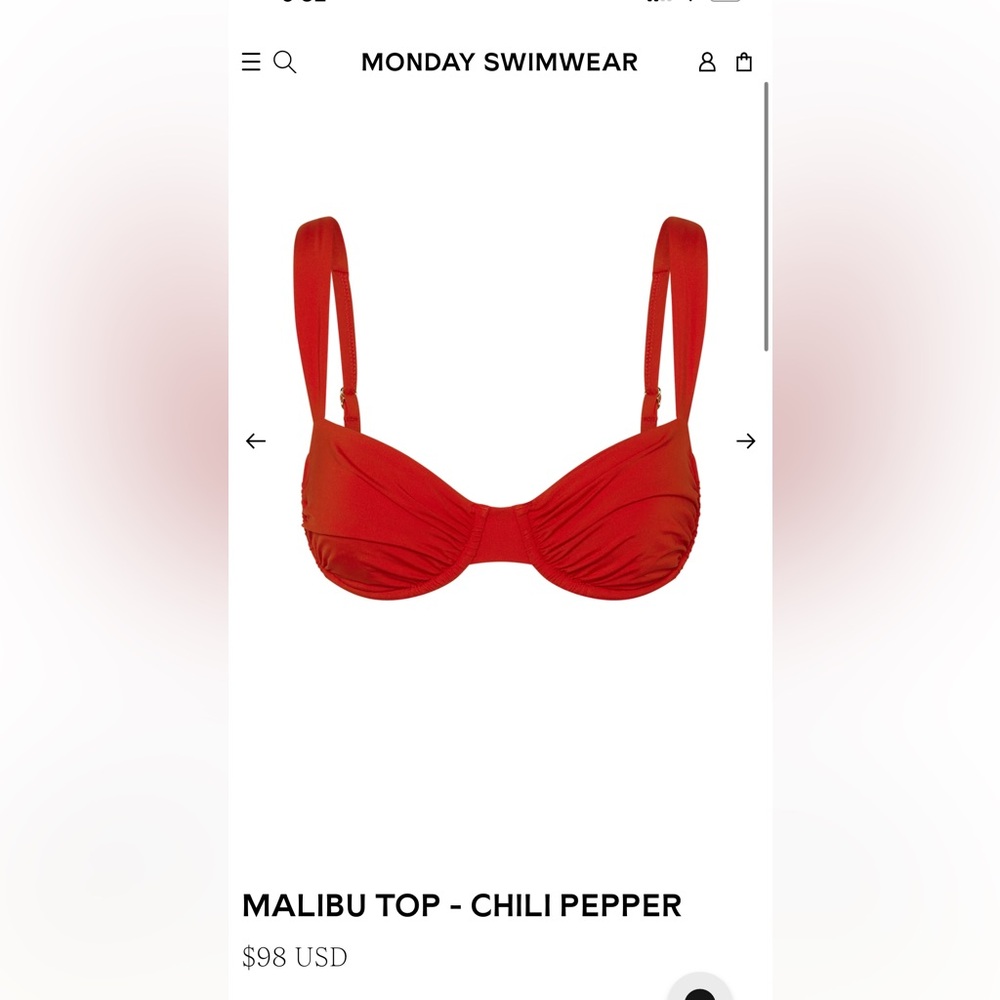Monday Swimwear Malibu Top - Chili Pepper V